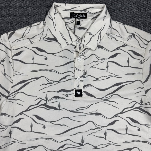 NEW Mens Bad Birdie Golf Performance Polo Shirt Sz Small "Desert Frontier" Zebra - Picture 1 of 9